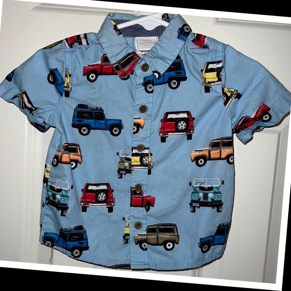 3/$20 •little wonders 3-6m cars dress shirt🚘EUC🚘